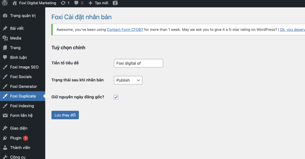 Foxi Duplicate Post – Plugin nhân bản bài viết, sản phẩm đơn giản và hiệu quả cho WordPress